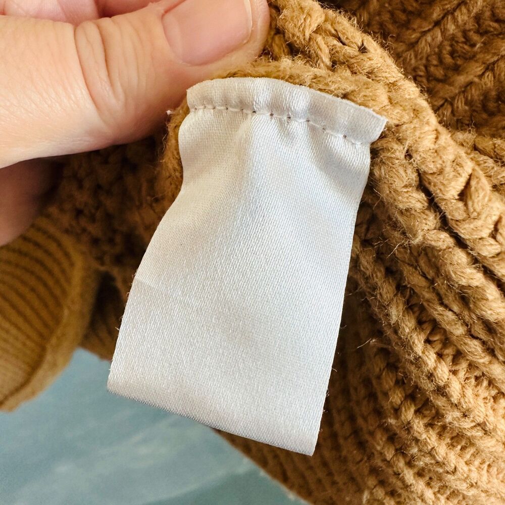 oversized chunky knit colorblock sweater mock neck neutral cozy boho pullover - Picture 5 of 9